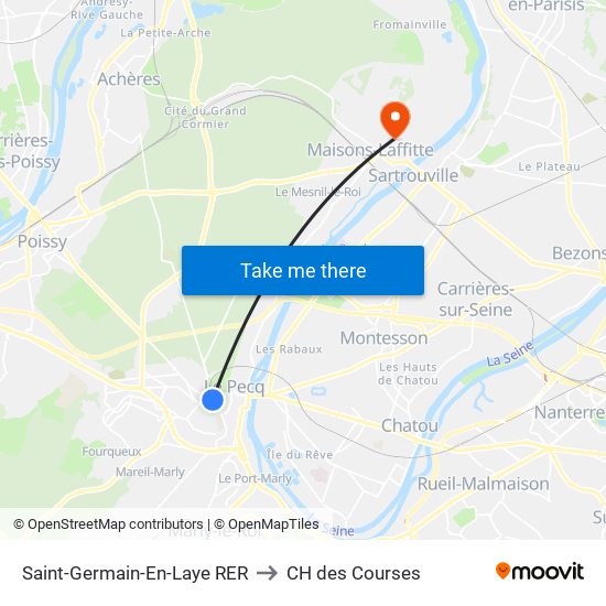 Saint-Germain-En-Laye RER to CH des Courses map