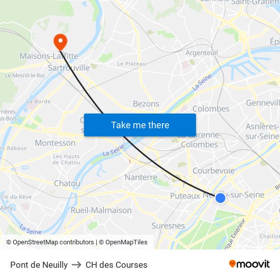 Pont de Neuilly to CH des Courses map