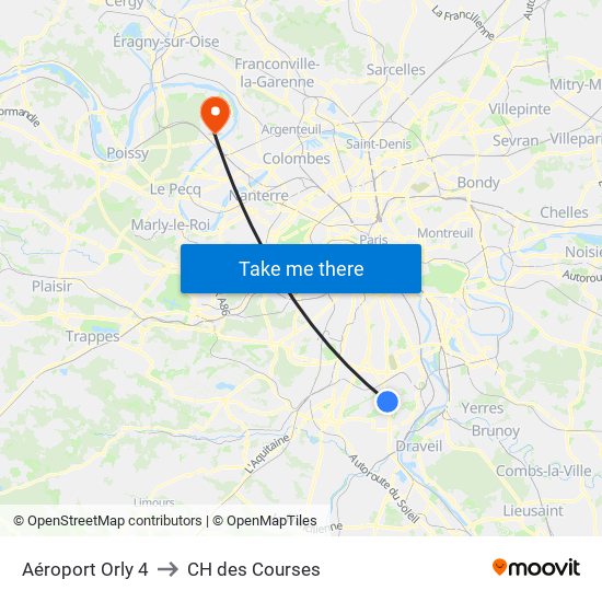 Aéroport Orly 4 to CH des Courses map