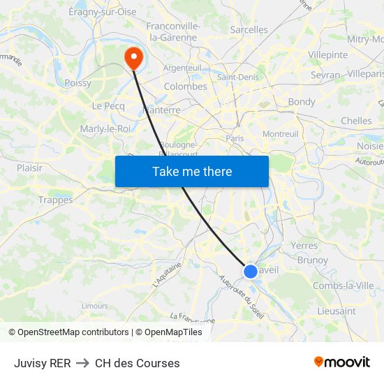 Juvisy RER to CH des Courses map