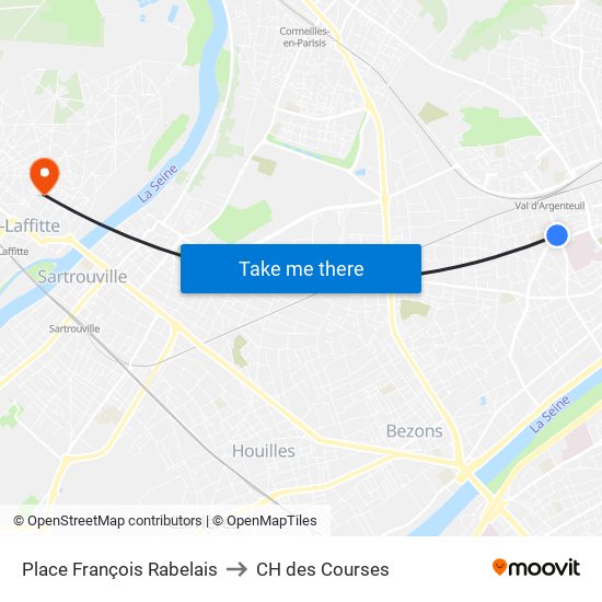 Place François Rabelais to CH des Courses map