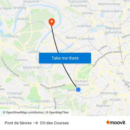 Pont de Sèvres to CH des Courses map