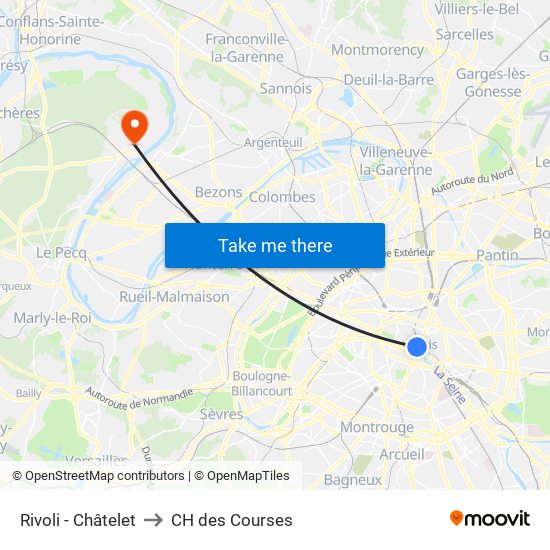 Rivoli - Châtelet to CH des Courses map