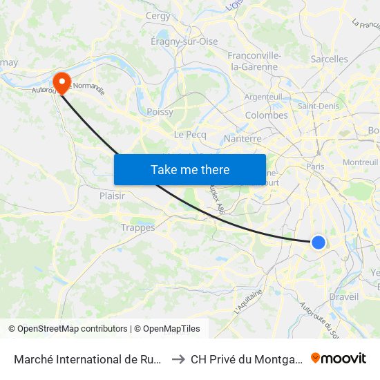 Marché International de Rungis to CH Privé du Montgardé map