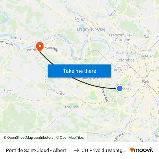 Pont de Saint-Cloud - Albert Kahn to CH Privé du Montgardé map