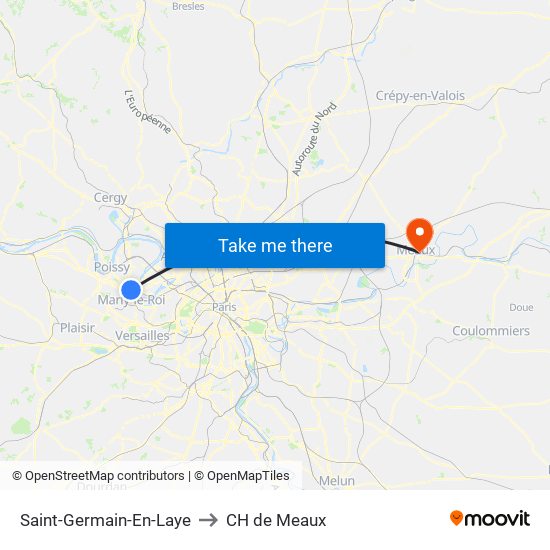 Saint-Germain-En-Laye to CH de Meaux map