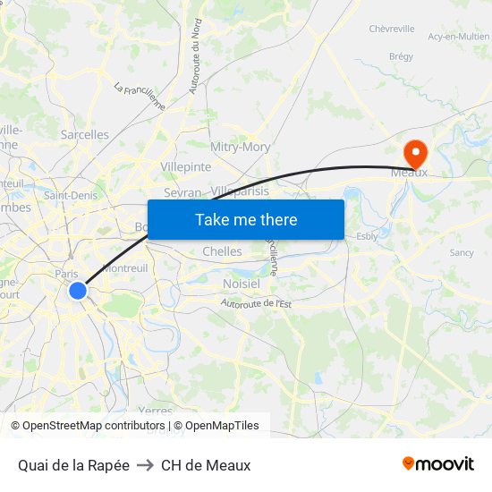 Quai de la Rapée to CH de Meaux map