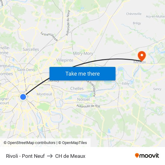 Rivoli - Pont Neuf to CH de Meaux map