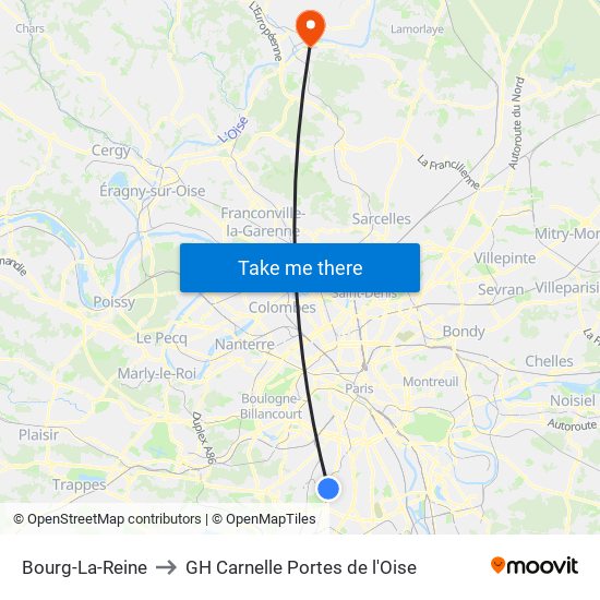 Bourg-La-Reine to GH Carnelle Portes de l'Oise map
