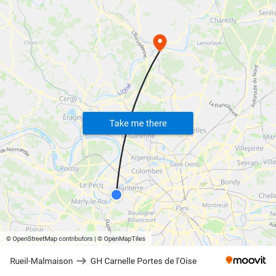 Rueil-Malmaison to GH Carnelle Portes de l'Oise map