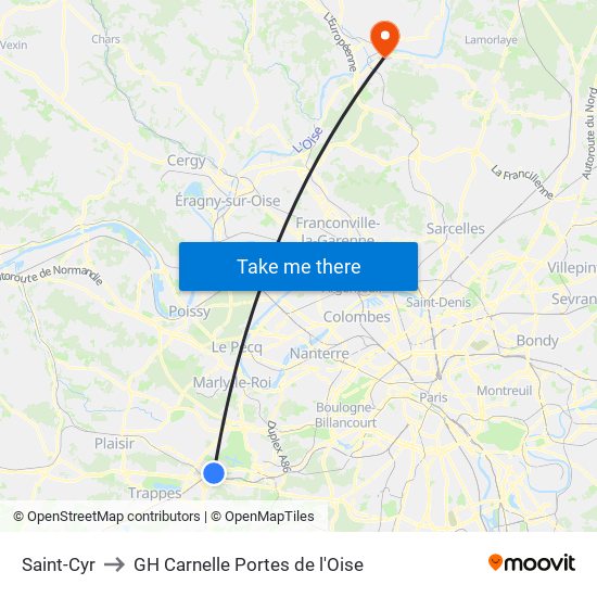 Saint-Cyr to GH Carnelle Portes de l'Oise map