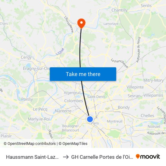 Haussmann Saint-Lazare to GH Carnelle Portes de l'Oise map