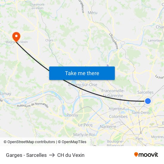 Garges - Sarcelles to CH du Vexin map