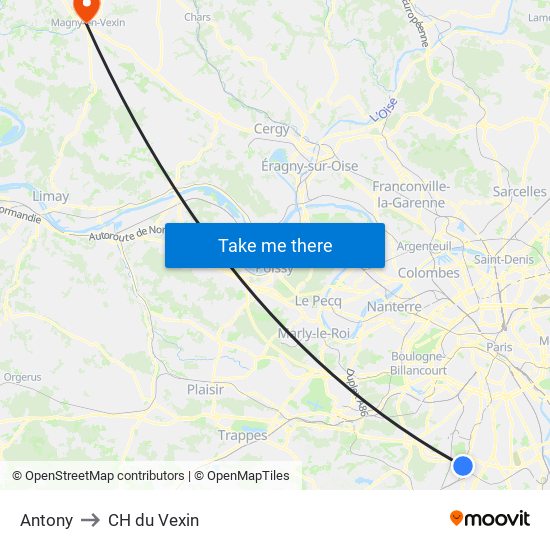 Antony to CH du Vexin map