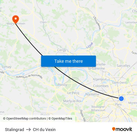 Stalingrad to CH du Vexin map