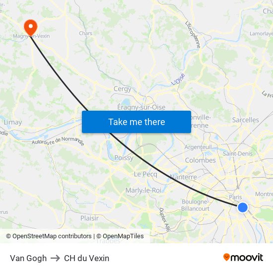 Van Gogh to CH du Vexin map