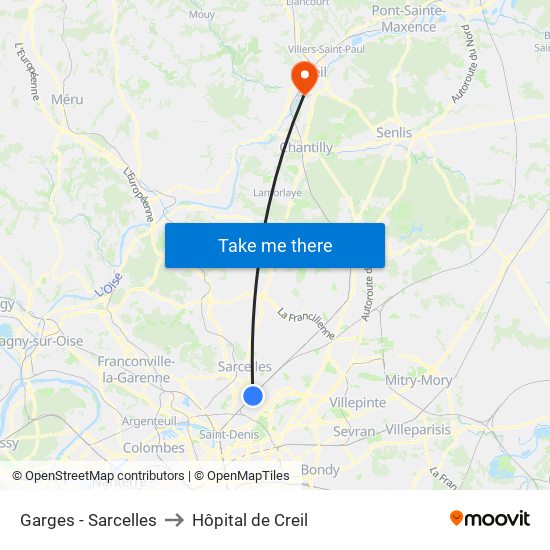 Garges - Sarcelles to Hôpital de Creil map