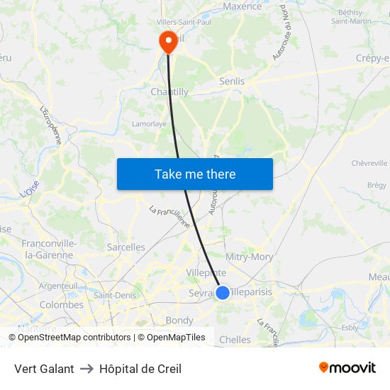 Vert Galant to Hôpital de Creil map