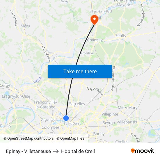 Épinay - Villetaneuse to Hôpital de Creil map
