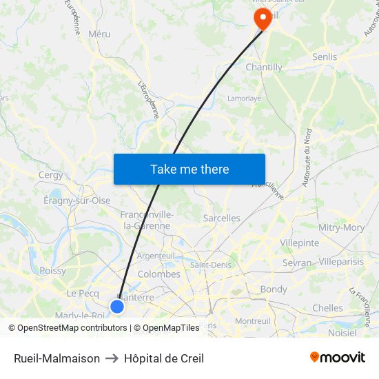 Rueil-Malmaison to Hôpital de Creil map