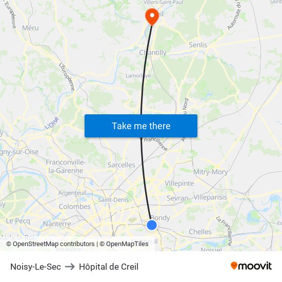 Noisy-Le-Sec to Hôpital de Creil map