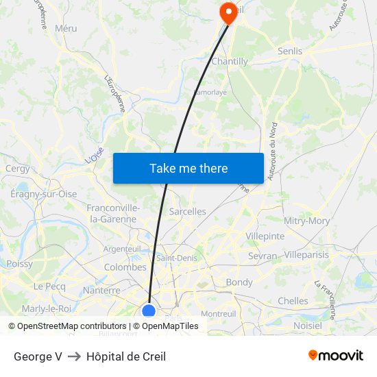 George V to Hôpital de Creil map