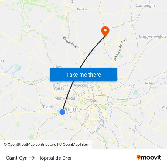 Saint-Cyr to Hôpital de Creil map