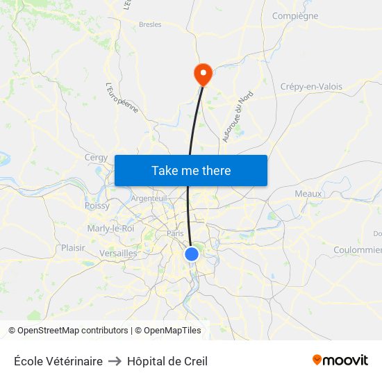 École Vétérinaire to Hôpital de Creil map