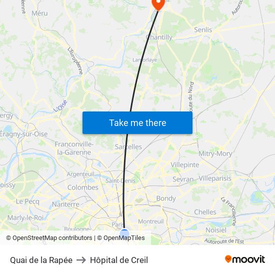 Quai de la Rapée to Hôpital de Creil map
