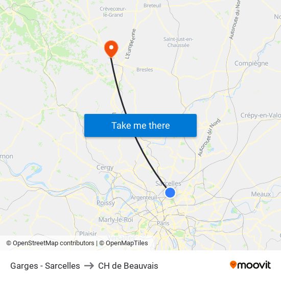 Garges - Sarcelles to CH de Beauvais map