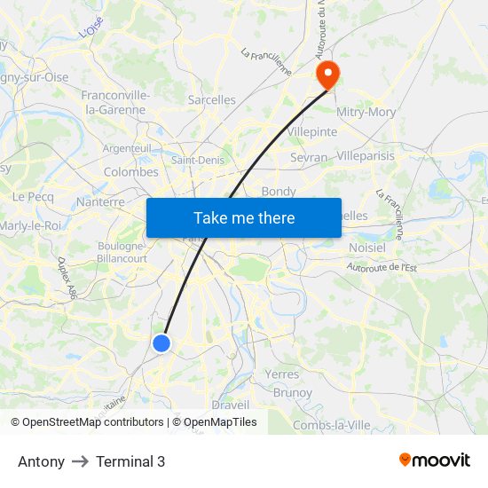 Antony to Terminal 3 map