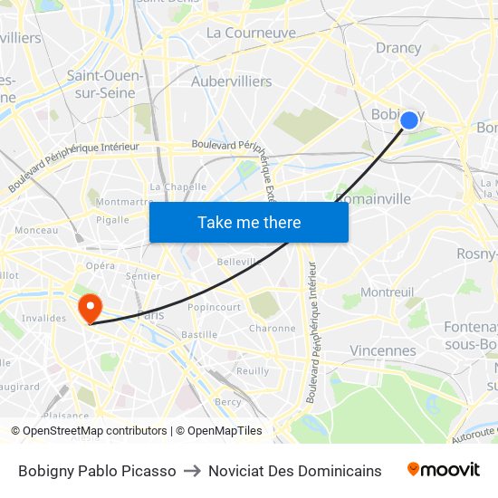 Bobigny Pablo Picasso to Noviciat Des Dominicains map