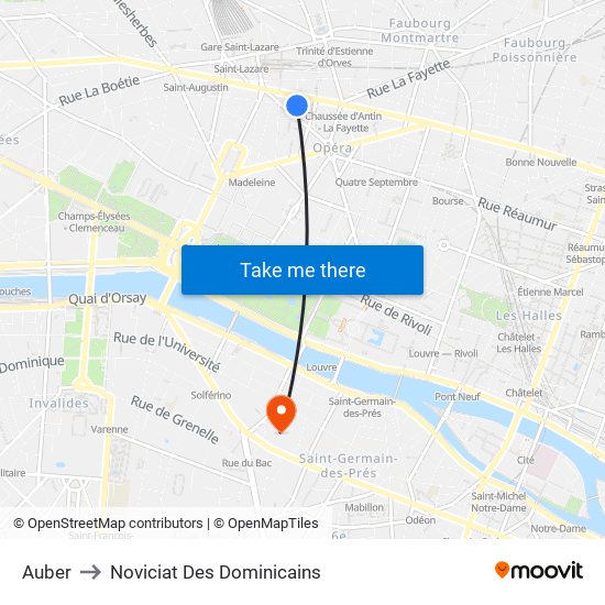 Auber to Noviciat Des Dominicains map