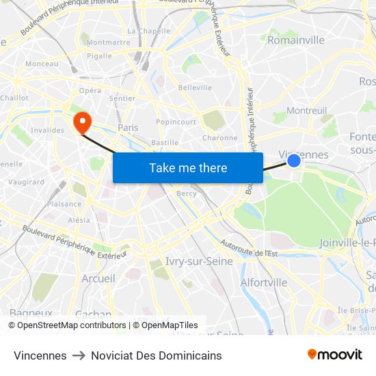 Vincennes to Noviciat Des Dominicains map
