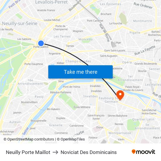 Neuilly Porte Maillot to Noviciat Des Dominicains map