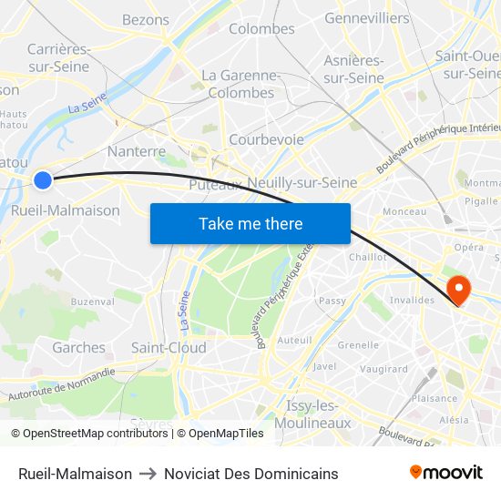 Rueil-Malmaison to Noviciat Des Dominicains map