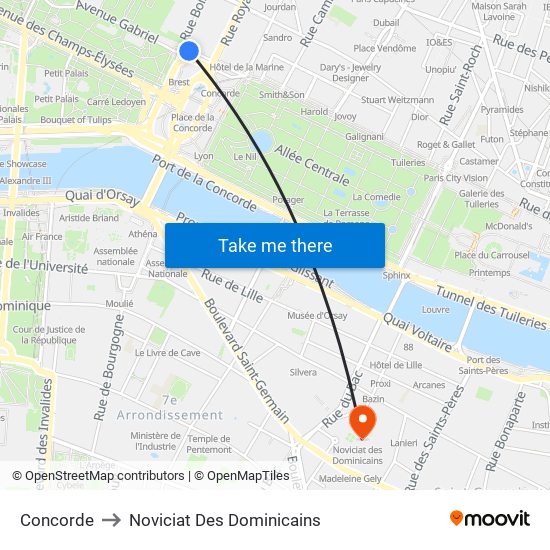 Concorde to Noviciat Des Dominicains map