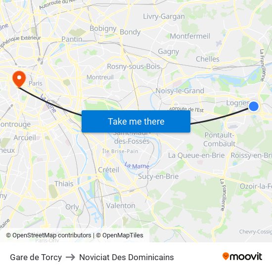 Gare de Torcy to Noviciat Des Dominicains map