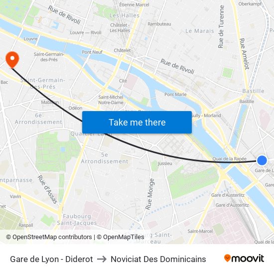 Gare de Lyon - Diderot to Noviciat Des Dominicains map