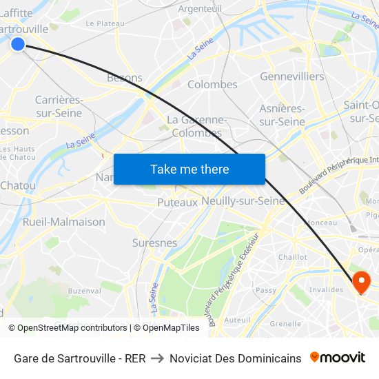 Gare de Sartrouville - RER to Noviciat Des Dominicains map