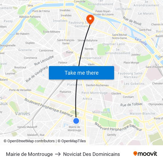 Mairie de Montrouge to Noviciat Des Dominicains map
