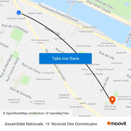 Assemblée Nationale to Noviciat Des Dominicains map