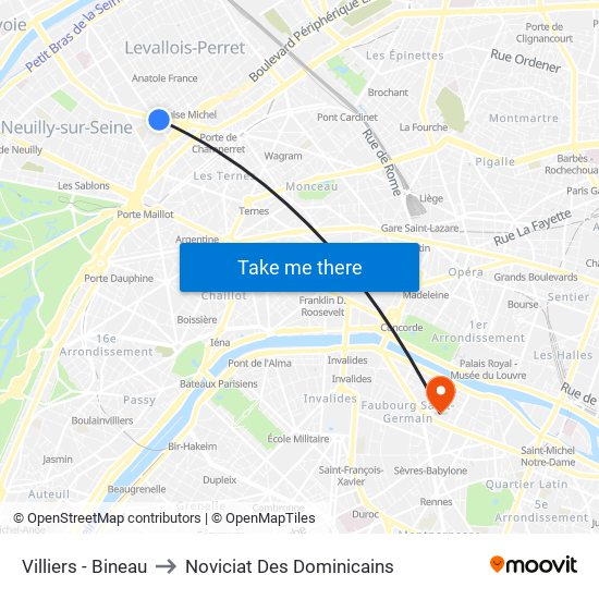 Villiers - Bineau to Noviciat Des Dominicains map