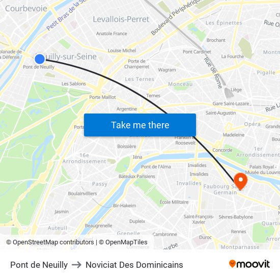 Pont de Neuilly to Noviciat Des Dominicains map