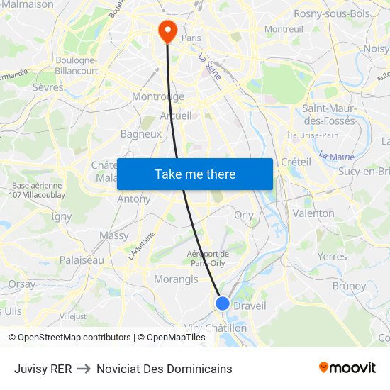 Juvisy RER to Noviciat Des Dominicains map