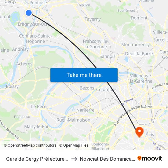 Gare de Cergy Préfecture (C) to Noviciat Des Dominicains map