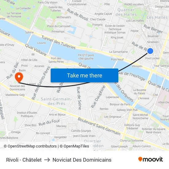 Rivoli - Châtelet to Noviciat Des Dominicains map