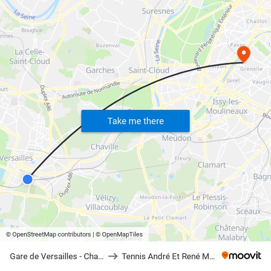 Gare de Versailles - Chantiers to Tennis André Et René Mourlon map