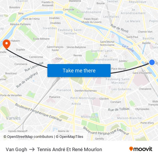 Van Gogh to Tennis André Et René Mourlon map