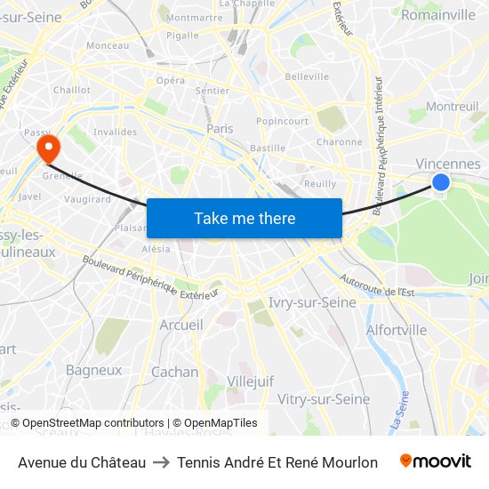 Avenue du Château to Tennis André Et René Mourlon map